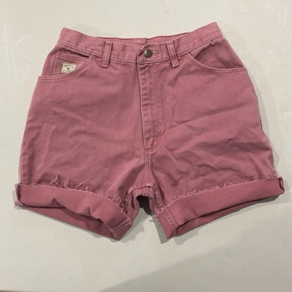 Vintage Wrangler Denim Shorts Cut Off Pink High Rise Womens Size 10 - Picture 1 of 12